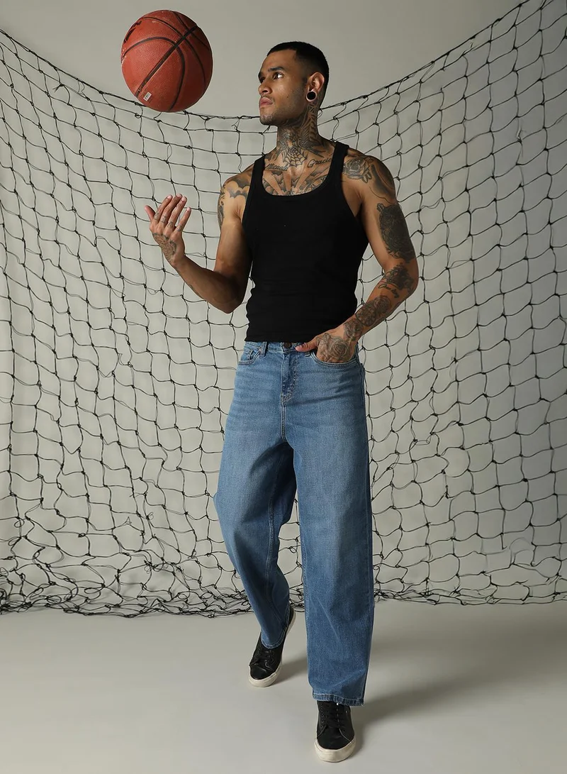 Hubberholme Men's Indigo 100% Cotton Distressed Jeans