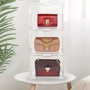 RELEMTRA RELEMTRA Handbag Storage Organizers for Closet Plastic Acrylic Handbag Purse Shoes Toy Display Case Anti Dust Luxury Stackable Bag Container Box for Bedroom Containers PACK OF 1  - Image 2