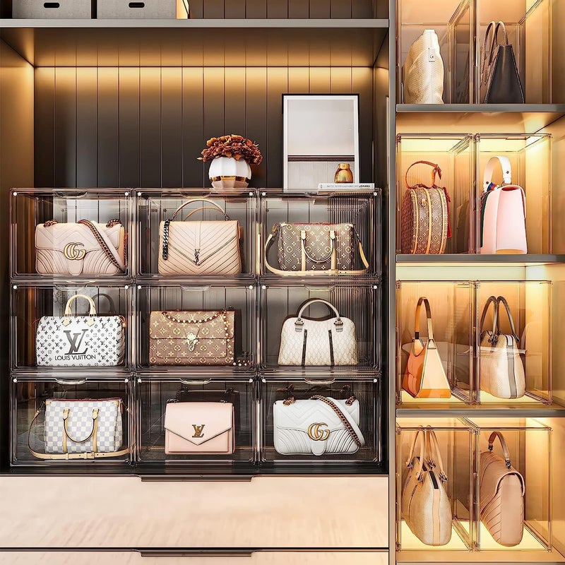 RELEMTRA RELEMTRA Handbag Storage Organizers for Closet Plastic Acrylic Handbag Purse Shoes Toy Display Case Anti Dust Luxury Stackable Bag Container Box for Bedroom Containers PACK OF 1  - Image 4