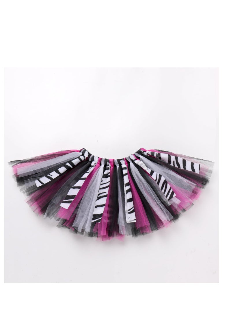 Excefore - Lovely Zebra Animals Costume, Zebra Tutu Skirt Ear Headband Tail, Suitable for Baby Birthday Party Cosplay Dress (1-2T, Pink) - Image 1