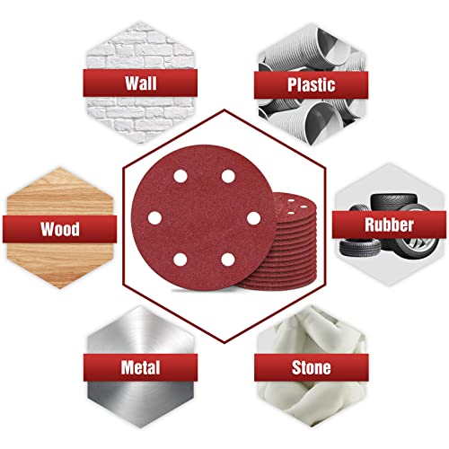 Awutzut 9 Inch Sanding Disc 150 Grit Hook and Loop Sandpaper for 6 Holes Drywall Sander Remove Popcorn Ceiling Sheetrock (30 PCS) - Image 5