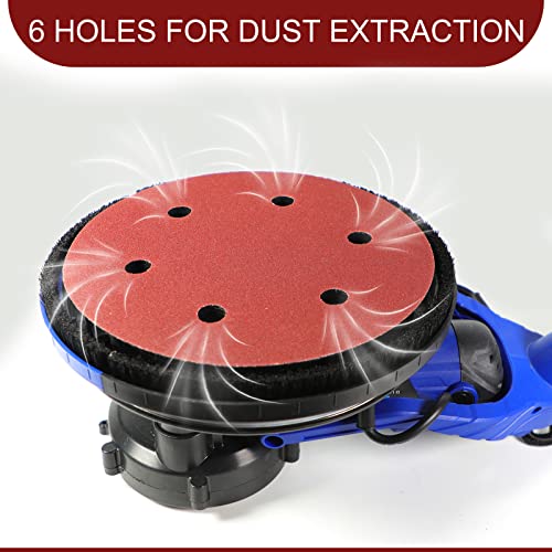 Awutzut 9 Inch Sanding Disc 150 Grit Hook and Loop Sandpaper for 6 Holes Drywall Sander Remove Popcorn Ceiling Sheetrock (30 PCS) - Image 4