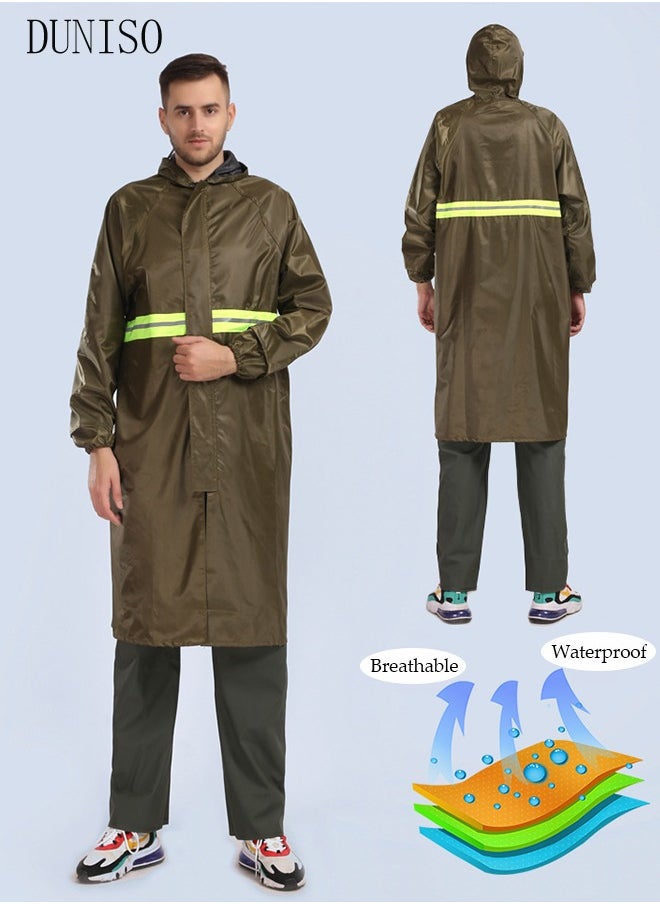 DUNISO - Long Raincoat Hooded Rain Poncho Lightweight Emergency Jacket for Men and Women Outdoor All-Sport Waterproof Breathable Anti-storm - Image 1