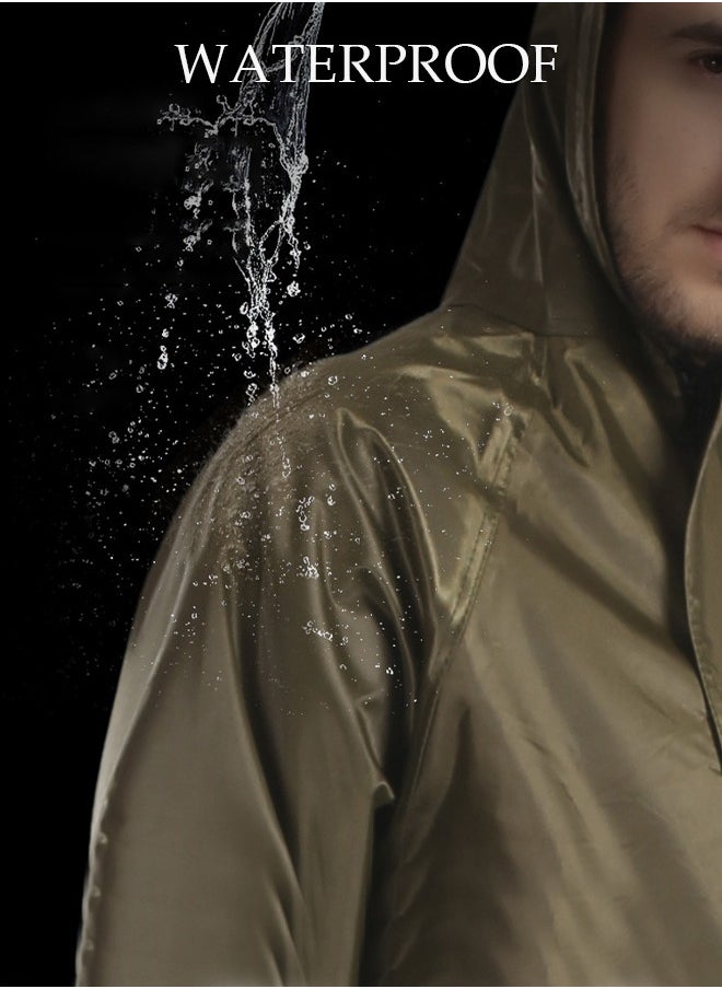 DUNISO - Long Raincoat Hooded Rain Poncho Lightweight Emergency Jacket for Men and Women Outdoor All-Sport Waterproof Breathable Anti-storm - Image 1