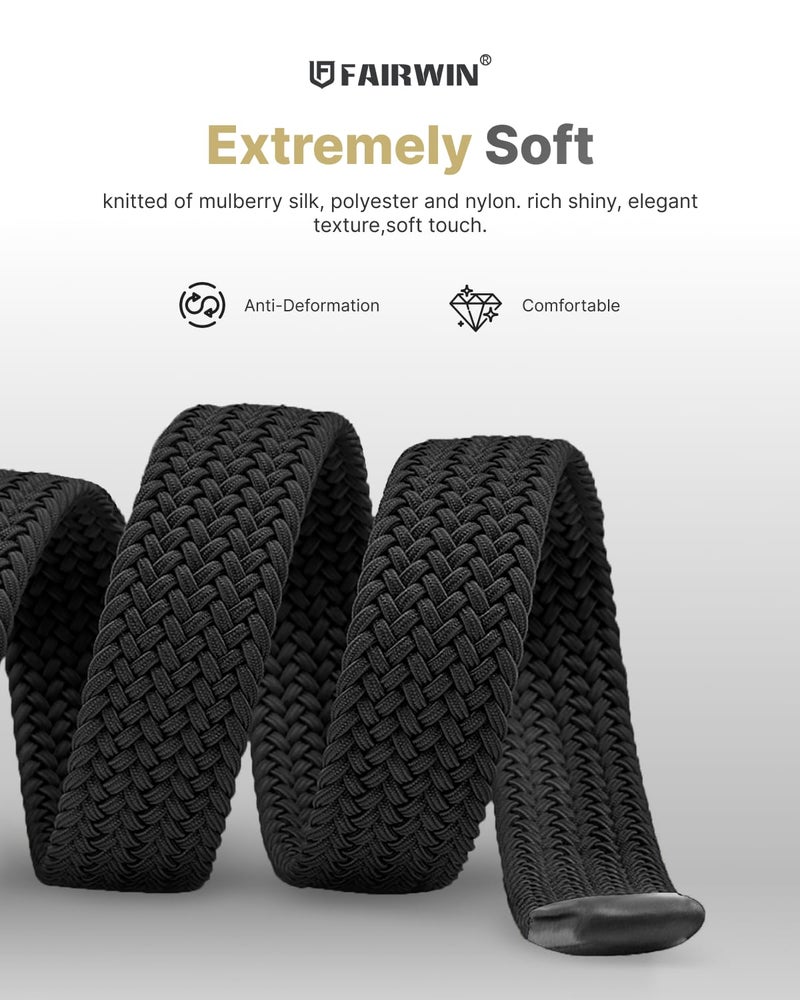FAIRWIN Men's Golf Belt, Stretch Braided Elastic Woven Casual Jeans Belts 1 3/8" Nylon Web Work Belts for Men - Image 3