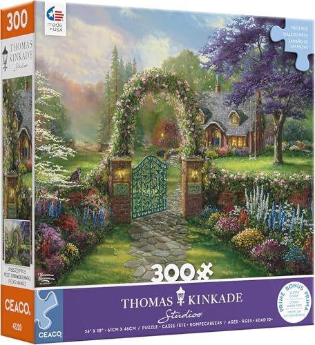 Ceaco Thomas Kinkade Inspirations Hummingbird Cottage 300 Piece Jigsaw Puzzle - Image 1