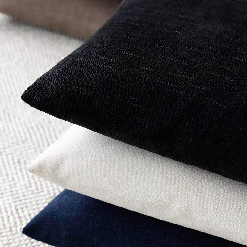Foindtower Pack of 2 Soft Textured Throw Decorative Pillow Covers Square Accent Solid Cushion Cover Cozy Farmhouse Pillow Case with Zipper for Couch Sofa Bedroom Living Room 18x18 Inch, Black - Image 5