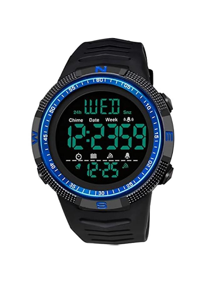 Mens Digital Sports Watch Dual Time Countdown Waterproof Stopwatch LED Screen Military Wrist Watches for Men  - Image 1