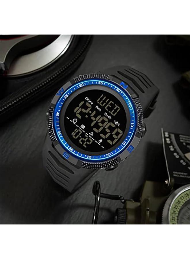 Mens Digital Sports Watch Dual Time Countdown Waterproof Stopwatch LED Screen Military Wrist Watches for Men  - Image 2