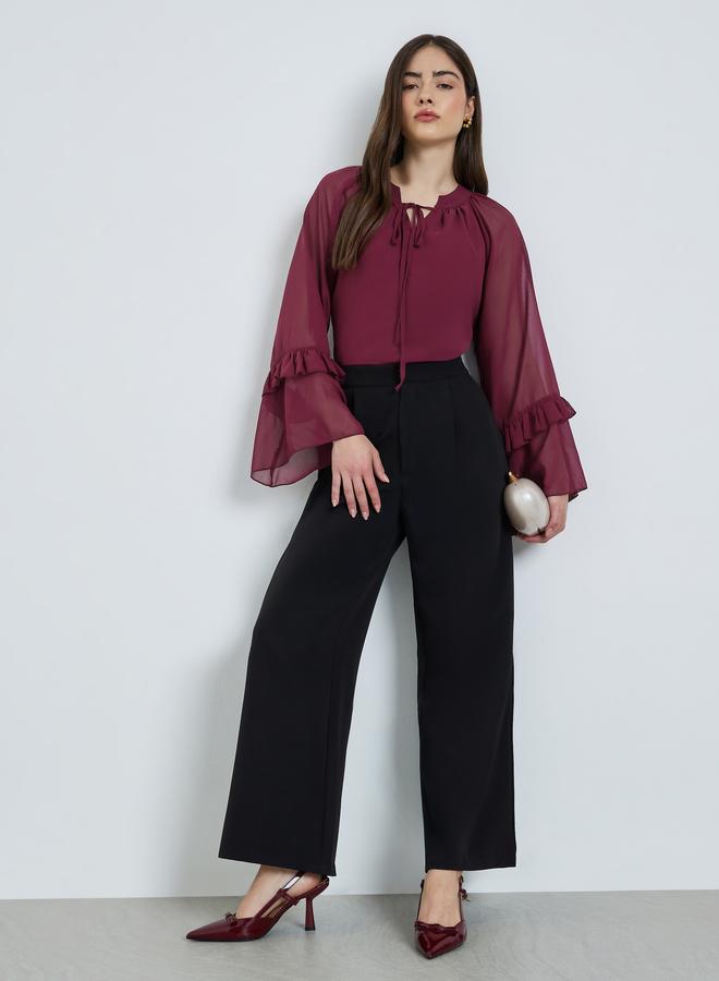 ستايلي بلوزة شيفون بأكمام كرانيش - Image 2