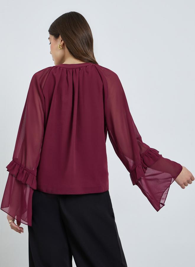 ستايلي بلوزة شيفون بأكمام كرانيش - Image 5