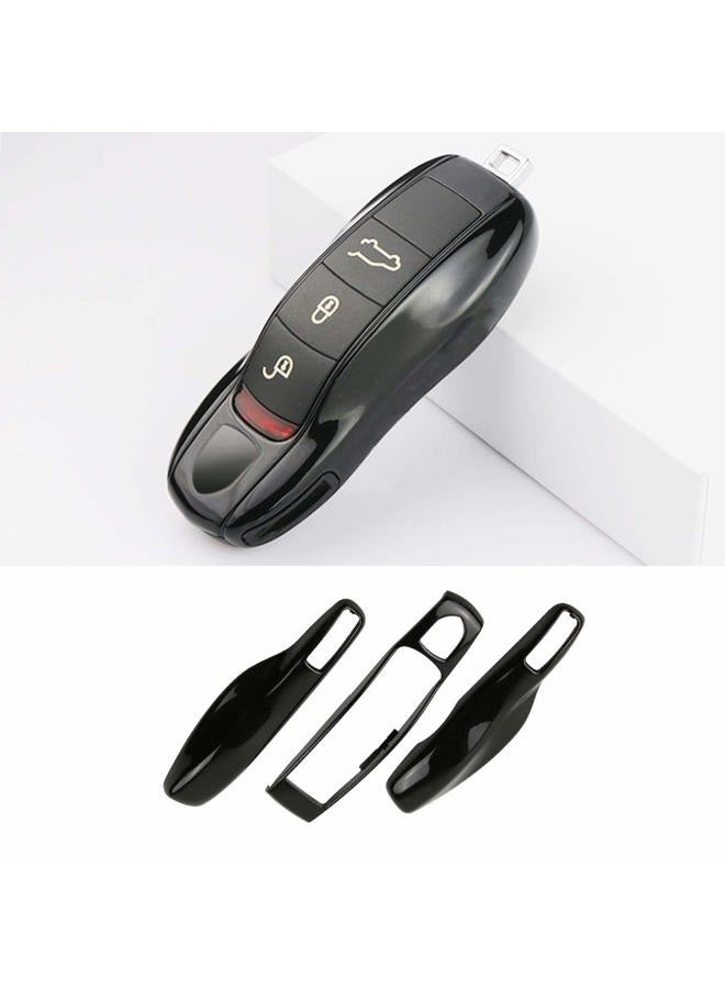 Jaronx 3PCS Remote Key Covers for Boxster Turbo Cayenne Panamera Macan Cayman 911,Glossy Black Key Fob Shell Cover Painted Keyless Entry Skin Protectors - Image 1