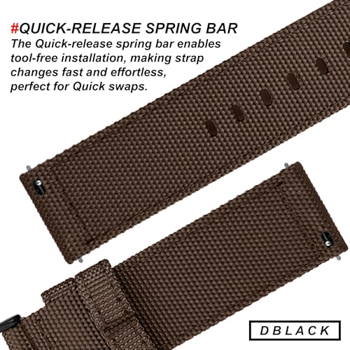 DBLACK ''ENMA'' Nylon Watch Strap, Quick Release Boxy Design Watch Band // For 20mm, 22mm, or 24mm Watch Belt (Choose Your Size & Color) (20mm, Brown) - Image 3