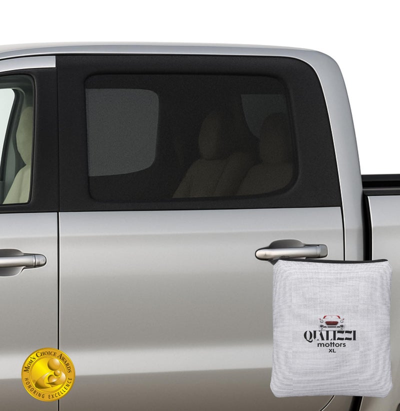 Qualizzi Car Sun Shade for Baby - Stretchy Mesh Fits Like a Sock, No Sun Leak on Back Seat Window, Sunscreen/Insect Screen Protects Your Child All Year, in Cabin Heat Reduction (M/Rect) - Image 1
