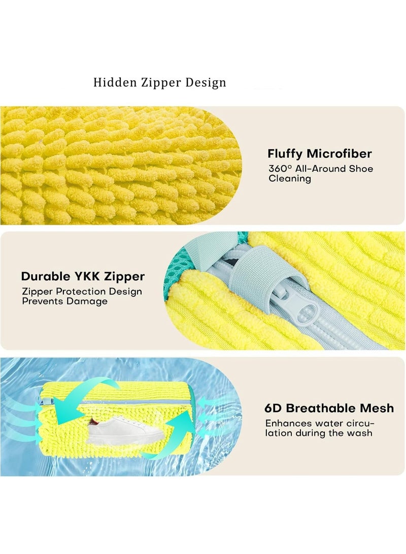 Shoe Washing Bag for Washing Machine, 2 Pack Portable Shoe Care Bag Shoe Bag Washing Machine, Deep Cleaning Shoe Bag, Reusable Shoe Washing Bag for All Shoe Types and Sizes, Yellow - Image 4
