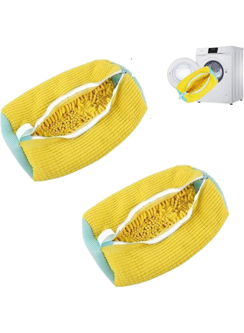 Shoe Washing Bag for Washing Machine, 2 Pack Portable Shoe Care Bag Shoe Bag Washing Machine, Deep Cleaning Shoe Bag, Reusable Shoe Washing Bag for All Shoe Types and Sizes, Yellow - Image 2