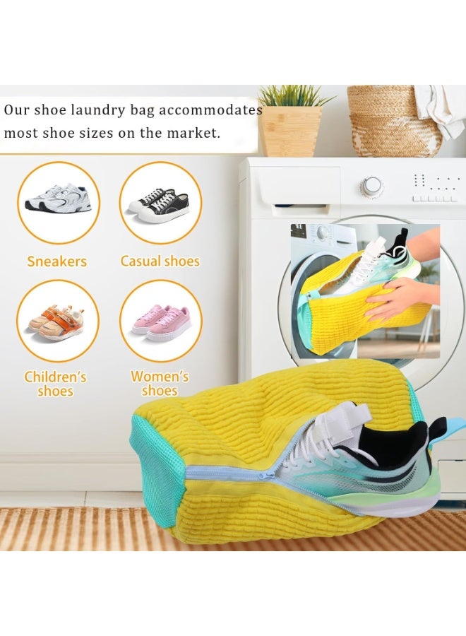 Shoe Washing Bag for Washing Machine, 2 Pack Portable Shoe Care Bag Shoe Bag Washing Machine, Deep Cleaning Shoe Bag, Reusable Shoe Washing Bag for All Shoe Types and Sizes, Yellow - Image 3