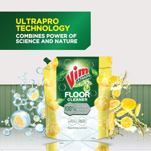 Vim Floor Cleaner: 1.8L | Sparkling Lemon | 100% Removal of stains for complete clean floors & long lasting fragrance - Image 3