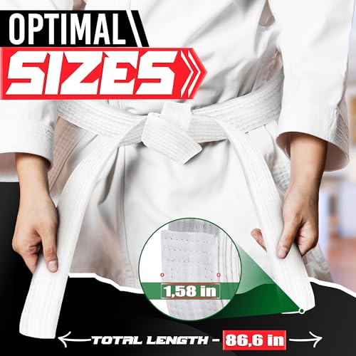 MYCRITEE Taekwondo Uniform White Belt for Women - 86.6" Judo Belt Women Jiu Jitsu Gi Karate Belt Martial Arts Training Equipment White Belts for Men - Aikido Gi Bjj White Belts Womens Jiu Jitsu Gi Tkd Belt - Image 2
