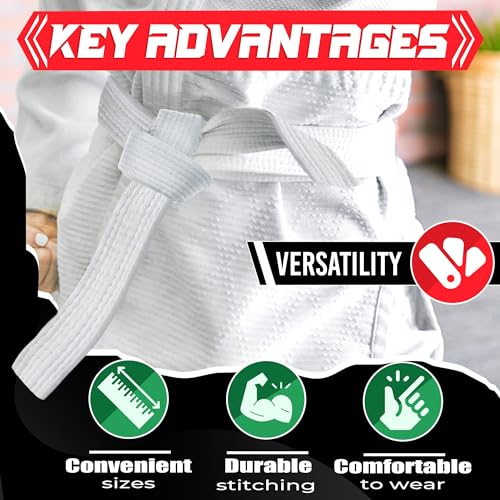 MYCRITEE Taekwondo Uniform White Belt for Women - 86.6" Judo Belt Women Jiu Jitsu Gi Karate Belt Martial Arts Training Equipment White Belts for Men - Aikido Gi Bjj White Belts Womens Jiu Jitsu Gi Tkd Belt - Image 4