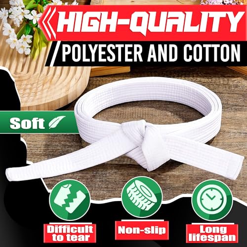 MYCRITEE Taekwondo Uniform White Belt for Women - 86.6" Judo Belt Women Jiu Jitsu Gi Karate Belt Martial Arts Training Equipment White Belts for Men - Aikido Gi Bjj White Belts Womens Jiu Jitsu Gi Tkd Belt - Image 3