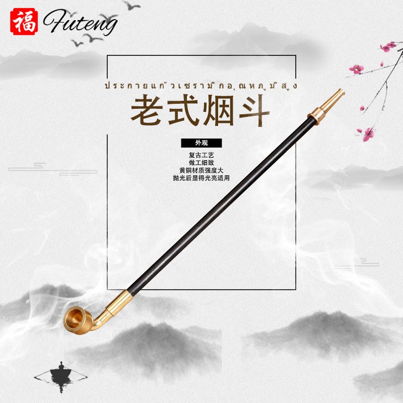 New Vintage Traditional Men'S Cigarette Pot Handmade Wooden Dry Smoke Rod Long Rod Vintage Brass Vintage Portable Long - Image 2