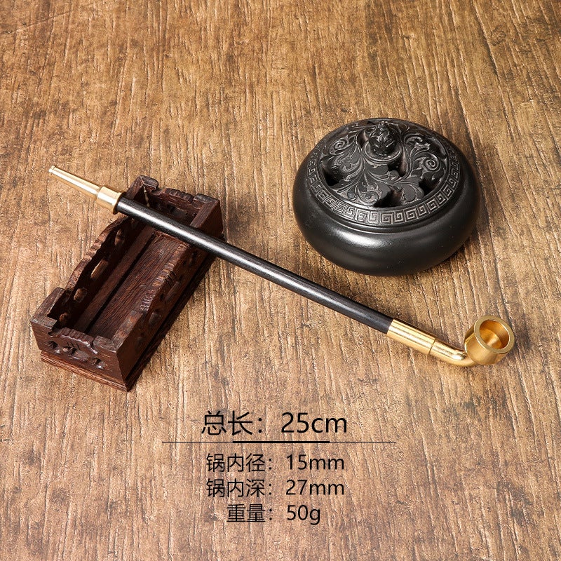 New Vintage Traditional Men'S Cigarette Pot Handmade Wooden Dry Smoke Rod Long Rod Vintage Brass Vintage Portable Long - Image 1