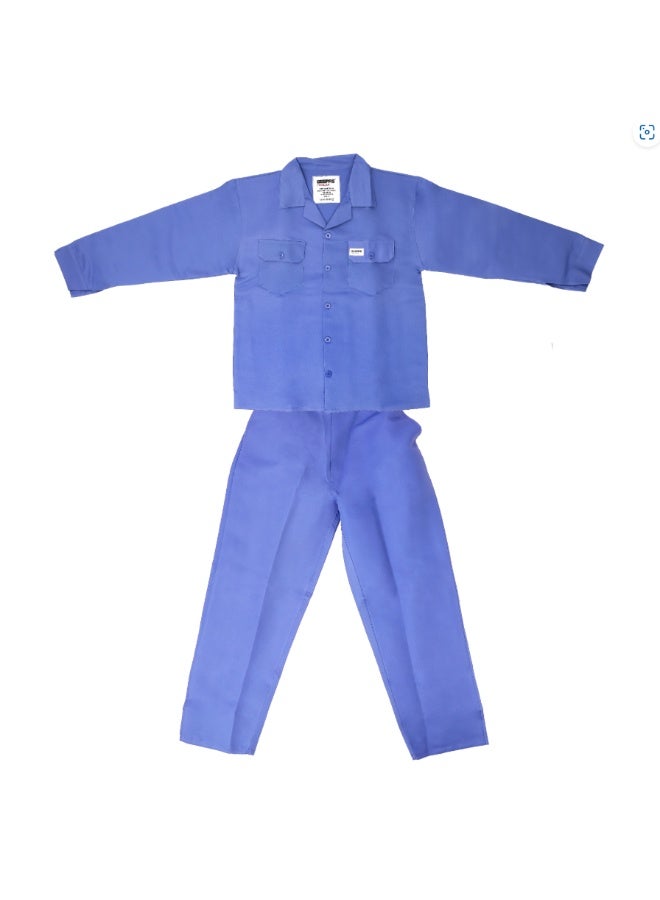 Geepas 100% Twill Pant and Shirt- GPPE59373/ Size: S-4 XL, with Pockets and Long Sleeves/ Workwear Made in Accordance to CE CAT1 Standards/ Blue - Image 1