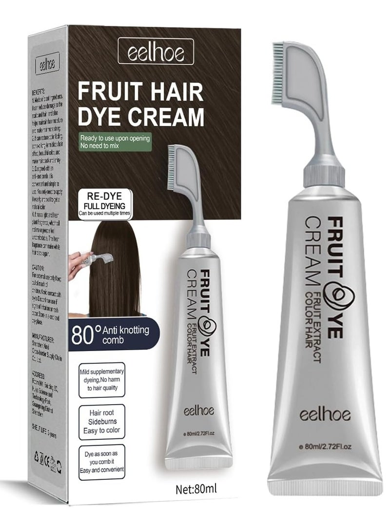 EELHOE Natural Fruit Hair Dye, Hair Dye, Black Fruit Hair Dye Cream, Fruit Dyeing Cream With Comb, Hair Dye for Grey Hair Coverage, Unisex - Image 1
