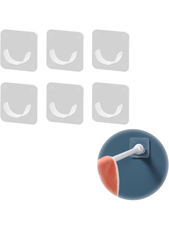 erorex 6PCS Self Adhesive Curtain Rod Brackets,No Drilling Curtain Rod Holder Hooks,Shower Curtain Rod Mount Holder,Clear Plastic Curtain Rod Hooks, Curtain Hangers for Bathroom,Bedroom 