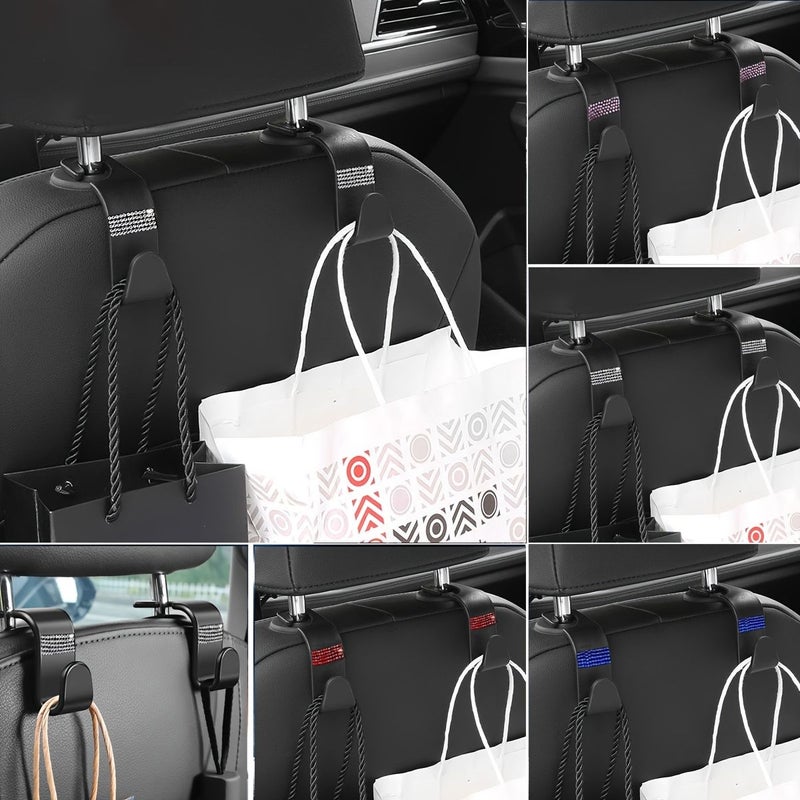 Blue Artificial Rhinestone Car Interior Decor Set With Seat Back Hooks And Rear Seat Storage Organizer - Image 1