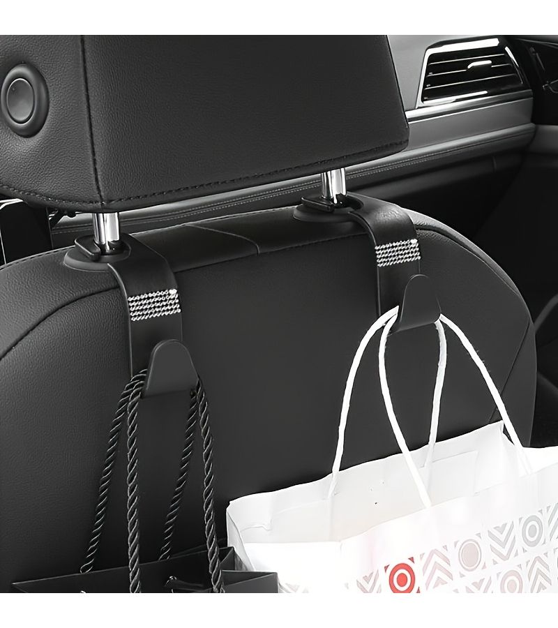 Blue Artificial Rhinestone Car Interior Decor Set With Seat Back Hooks And Rear Seat Storage Organizer - Image 2