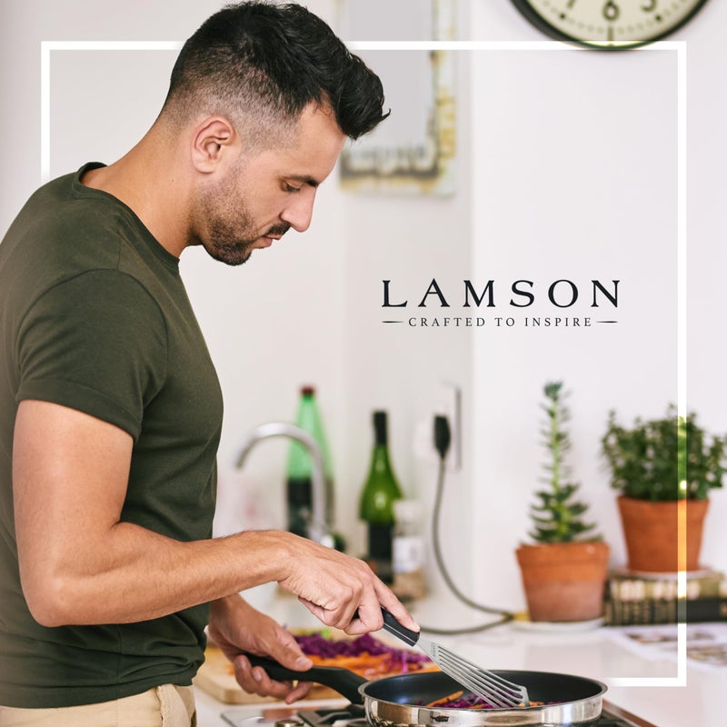 Lamson 3"" x 6"" Chef's Slotted Turner with Noir Ultra Durable Handle - Right Hand - Image 4
