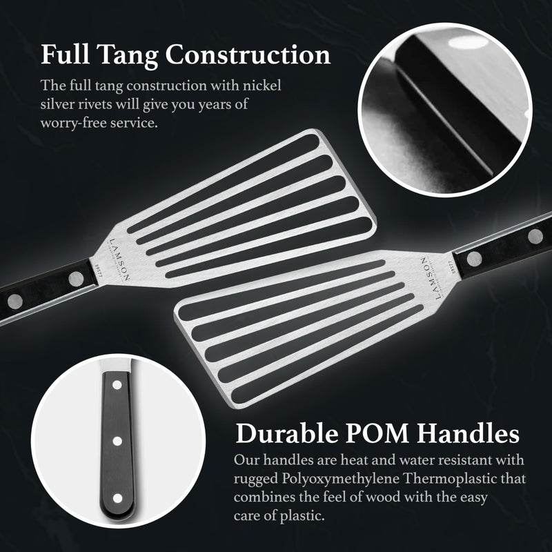 Lamson 3"" x 6"" Chef's Slotted Turner with Noir Ultra Durable Handle - Right Hand - Image 5