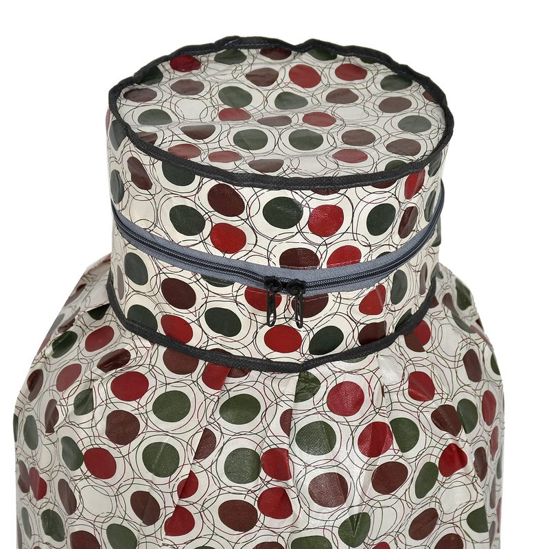 Kuber Industries Heart Home Circle Design StainDustWater Proof PVC Lpg Gas Cylinder Cover Pack of 2 Maroon CreamHS43HEARTH25616 - Image 4