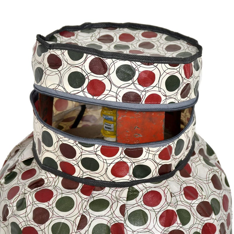 Kuber Industries Heart Home Circle Design StainDustWater Proof PVC Lpg Gas Cylinder Cover Pack of 2 Maroon CreamHS43HEARTH25616 - Image 5