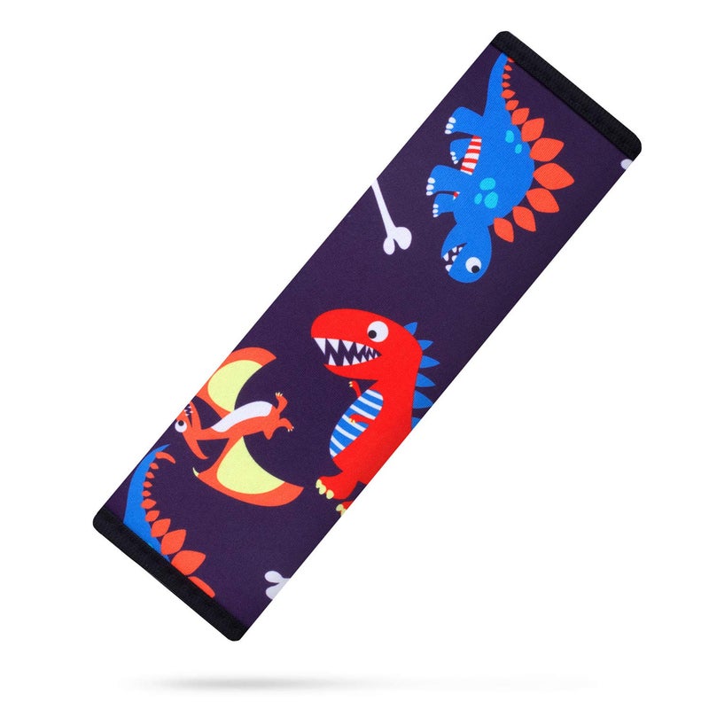 YR Seat Belt Cover for Kids, Soft Comfort Seat Belt Cushion for Children, Cute Cartoon Pattern Car Seat Belt Pads Cover for Girls and Boys, 1 Pack, Dinosaur - Image 1