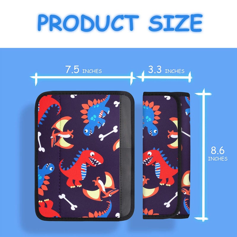 YR Seat Belt Cover for Kids, Soft Comfort Seat Belt Cushion for Children, Cute Cartoon Pattern Car Seat Belt Pads Cover for Girls and Boys, 1 Pack, Dinosaur - Image 4
