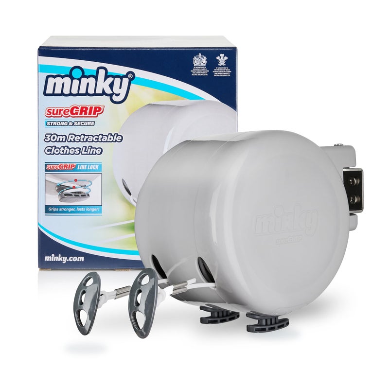 minky خط غسيل خارجي قابل للسحب من مينكي هومكير - خط مطلي بـ PVC ثقيل - خط تجفيف ملابس قابل للإزالة يوفر الطاقة والمساحة - 2 × 49 قدم - Image 1