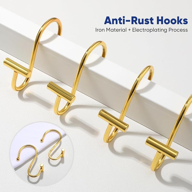 Jojofuny 12 حزمة من خطافات ستارة الحمام الذهبية الثقيلة من النوع T مقاس 3 سم للمنزل - Image 4