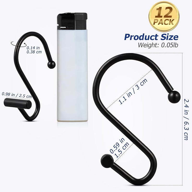 Jojofuny 12 حزمة من خطافات ستارة الحمام الذهبية الثقيلة من النوع T مقاس 3 سم للمنزل - Image 5