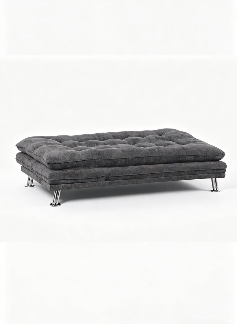 ايست من نون Plushed 3 Seats Sofa Bed, Modern and Convertible Sofa, Extra Soft Seats with Metal Silver Legs, 180cm L x 82cm H x 85cm W - Grey - Image 4