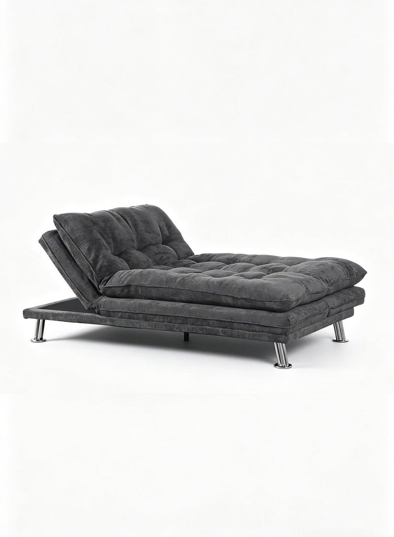 ايست من نون Plushed 3 Seats Sofa Bed, Modern and Convertible Sofa, Extra Soft Seats with Metal Silver Legs, 180cm L x 82cm H x 85cm W - Grey - Image 3