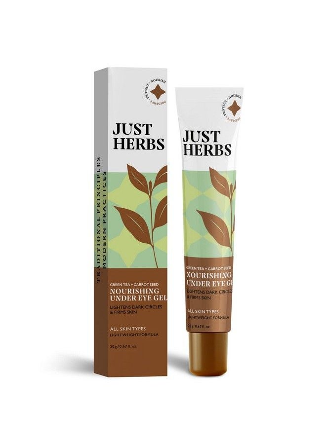 Just Herbs Nourishing Under Eye Gel Cream For Dark Circles Eye Puffiness Fine Lines & Wrinkles With Green Tea & Carrot Seed For Men & Women 20 Gm  - Image 1