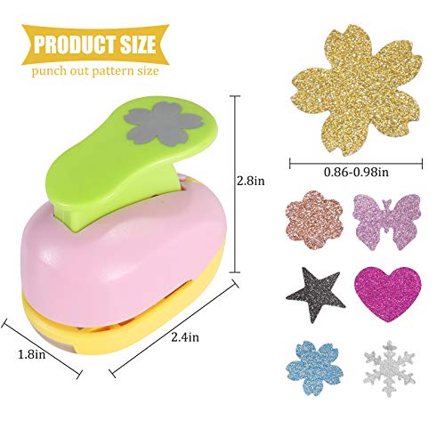 Regilt 6 Pcs Colorful Craft Hole Punch with 10 Glitter Cardstock Papers, Decorative Scrapbook Paper Puncher Set, Different Shape Paper Hole Puncher Set for Office Supplies (6 Pcs- Different Shapes) - Image 2