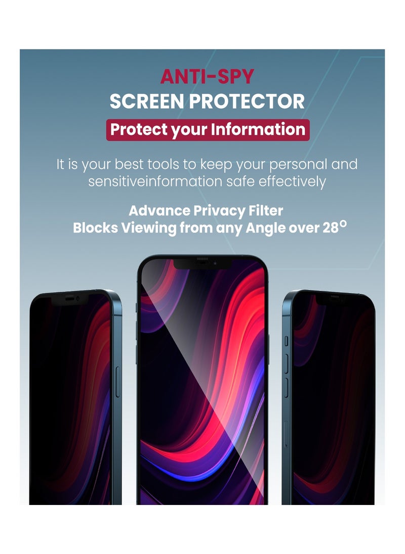 Moxedo Moxedo Ultra Shield Tempered Glass Screen Protector Privacy 9H Hardness Full Coverage Anti-Spy Protection with Auto-Align Easy Applicator Compatible For iPhone 12 Pro Max 6.7 inch  - Image 4