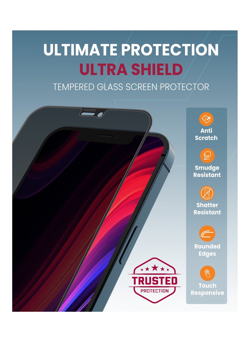Moxedo Moxedo Ultra Shield Tempered Glass Screen Protector Privacy 9H Hardness Full Coverage Anti-Spy Protection with Auto-Align Easy Applicator Compatible For iPhone 12 Pro Max 6.7 inch  - Image 3