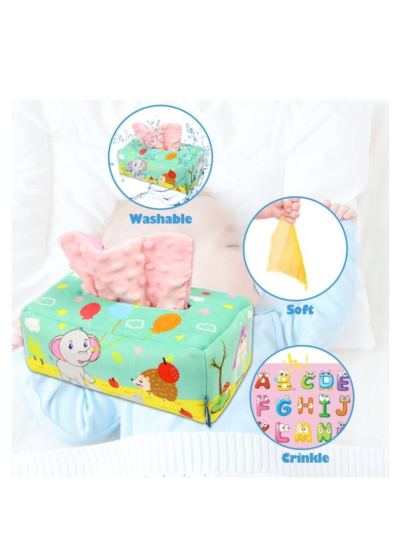 SYOSI Baby Tissue Box Toy, Montessori Intellectual Sensory Soothing Toys Baby Magic Tissue Box for 1-Year-Old Boys Girls Kids Early Learning Toys Baby Gifts - Image 3