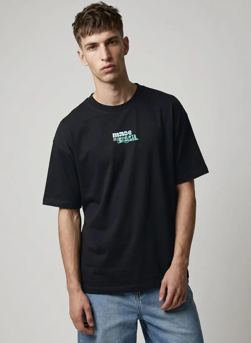 Dennis Lingo Men Black 100% Cotton Printed Regular Fit T-Shirt