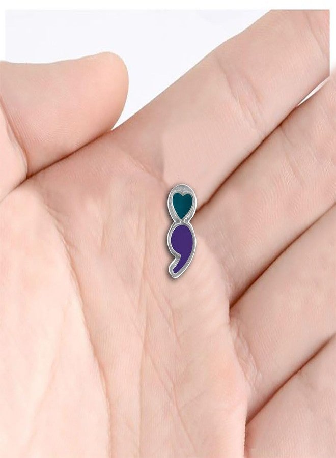 فوندريزينغ فور أ كوز دبوس فاصلة منقوطة للتوعية بالانتحار والوقاية منه - دبوس توعية بالانتحار باللونين الأزرق المخضر والبنفسجي للرجال والنساء في حقيبة (دبوس واحد) - Image 3